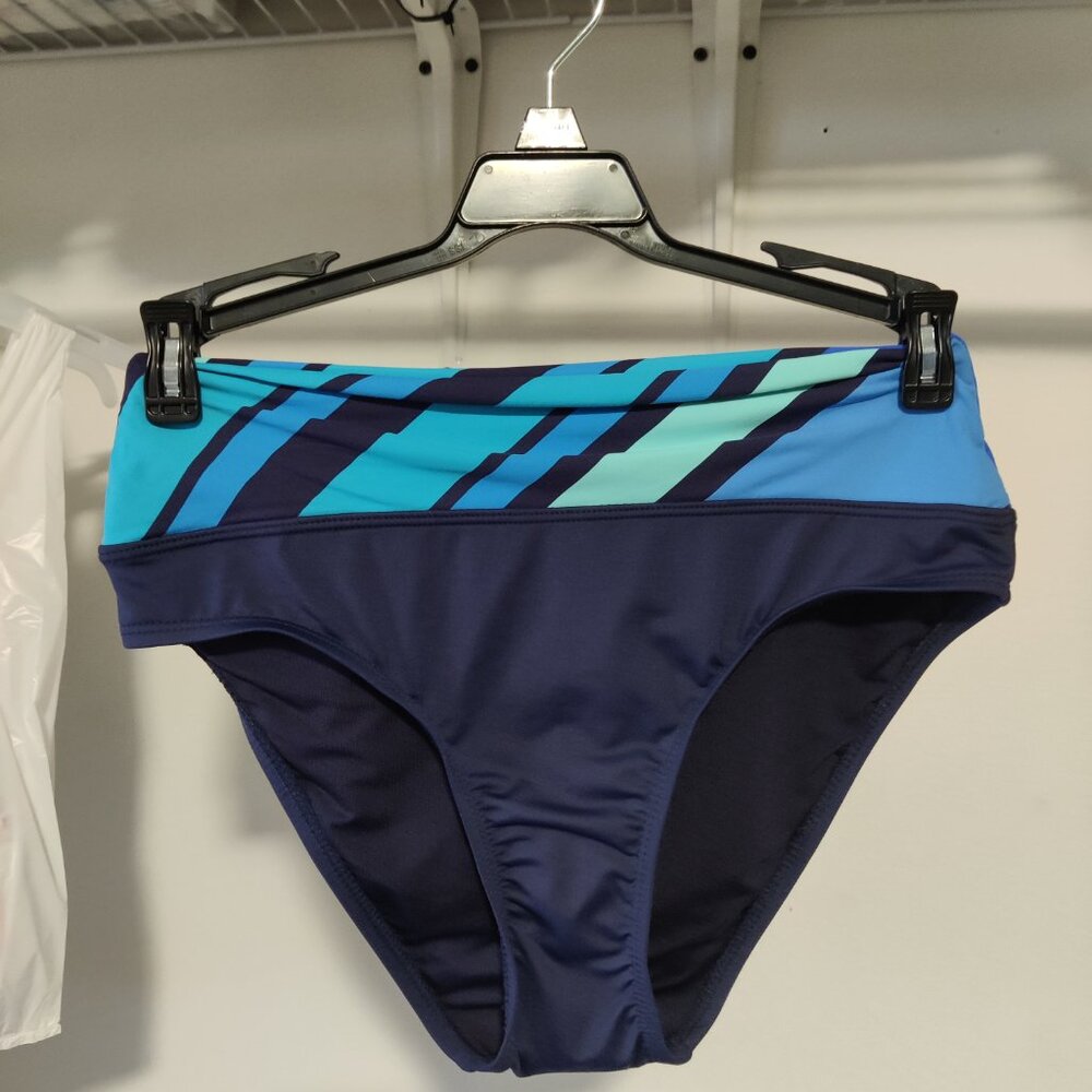 NWoT Nautica Women's High Waist Navy Stripe Bikini Bottoms Size S $50 10HL167
